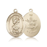 St. Christopher Army Medal, 14 Karat Gold, Large - 14 KT Yellow Gold