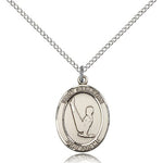 St. Sebastian Gymnastics Medal, Sterling Silver, Medium - 18&quot; 1.2mm Sterling Silver Chain + Clasp