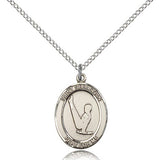 St. Sebastian Gymnastics Medal, Sterling Silver, Medium - 18&quot; 1.2mm Sterling Silver Chain + Clasp