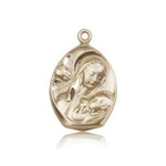 Madonna and Child Medal, 14 Karat Gold - 14 KT Yellow Gold