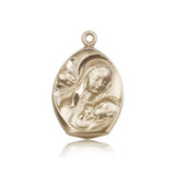 Madonna and Child Medal, 14 Karat Gold - 14 KT Yellow Gold