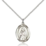 St. Samuel Medal, Sterling Silver, Medium - 18&quot; 1.2mm Sterling Silver Chain + Clasp