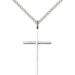 Cross Pendant, Sterling Silver - 18&quot; 1.2mm Sterling Silver Chain + Clasp