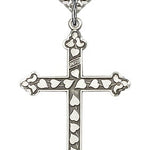 Cross Pendant, Sterling Silver - 24&quot; 2.4mm Rhodium Plate Endless Chain