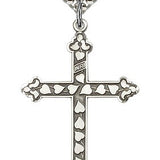 Cross Pendant, Sterling Silver - 24&quot; 2.4mm Rhodium Plate Endless Chain