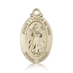 Divine Mercy Medal, 14 Karat Gold - 14 KT Yellow Gold