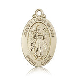 Divine Mercy Medal, 14 Karat Gold - 14 KT Yellow Gold