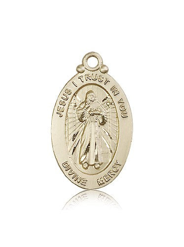 Divine Mercy Medal, 14 Karat Gold - 14 KT Yellow Gold