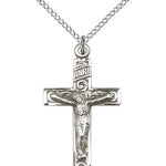 Crucifix Pendant, Sterling Silver - 18&quot; 1.2mm Sterling Silver Chain + Clasp