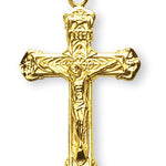 Crucifix Necklace Ornate, 16 Karat Gold Over Sterling Silver with Chain - Gold-tone