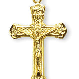 Crucifix Necklace Ornate, 16 Karat Gold Over Sterling Silver with Chain - Gold-tone