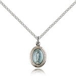 Miraculous Medal, Sterling Silver - 18&quot; 1.2mm Sterling Silver Chain + Clasp