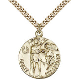 St. Sebastian Medal, Gold Filled - 24&quot; 2.4mm Gold Plated Endless Chain