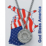 Round St. Michael Coast Guard Medal and Prayer Card Set - Silver-tone