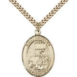 St. Benjamin Medal, Gold Filled, Large - 24&quot; 2.4mm Gold Plated Chain + Clasp