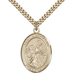 St. Nimatullah Medal, Gold Filled, Large - 24&quot; 2.4mm Gold Plated Chain + Clasp
