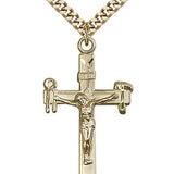 Crucifix Pendant, Gold Filled - 24&quot; 2.4mm Gold Plated Endless Chain
