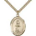 St. Anastasia Medal, Gold Filled, Large - 24&quot; 2.4mm Gold Plated Chain + Clasp