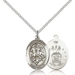 St. George Air Force Medal, Sterling Silver, Medium - 18&quot; 1.2mm Sterling Silver Chain + Clasp