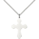 Cross Pendant, Sterling Silver - 18&quot; 1.2mm Sterling Silver Chain + Clasp