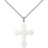 Cross Pendant, Sterling Silver - 18&quot; 1.2mm Sterling Silver Chain + Clasp