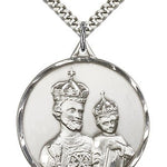 St. Joseph Medal, Sterling Silver - 24&quot; 2.4mm Rhodium Plate Endless Chain