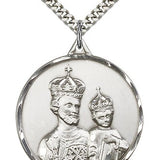 St. Joseph Medal, Sterling Silver - 24&quot; 2.4mm Rhodium Plate Endless Chain