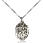 St Christopher Choir Medal, Sterling Silver, Medium - 18&quot; 1.2mm Sterling Silver Chain + Clasp