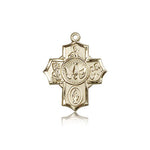 5 Way Cross Pendant, 14 Karat Gold - 14 KT Yellow Gold