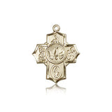 5 Way Cross Pendant, 14 Karat Gold - 14 KT Yellow Gold