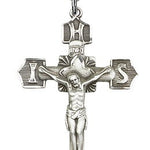 Crucifix Pendant, Sterling Silver - 24&quot; 2.4mm Rhodium Plate Endless Chain