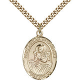 St. Lidwina of Schiedam Medal, Gold Filled, Large - 24&quot; 2.4mm Gold Plated Chain + Clasp
