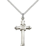 Cross Pendant, Sterling Silver - 18&quot; 1.2mm Sterling Silver Chain + Clasp