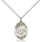 St. Francis De Sales Medal, Sterling Silver, Medium - 18&quot; 1.2mm Sterling Silver Chain + Clasp