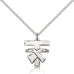 Franciscan Cross Pendant, Sterling Silver - 18&quot; 1.2mm Sterling Silver Chain + Clasp