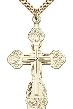 Cross Pendant, Gold Filled - 24&quot; 2.4mm Gold Plated Endless Chain