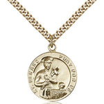 St. Gerard Medal, Gold Filled - 24&quot; 2.4mm Gold Plated Endless Chain