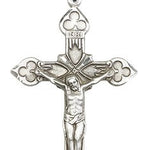 Crucifix Pendant, Sterling Silver - 24&quot; 2.4mm Rhodium Plate Endless Chain