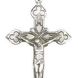 Crucifix Pendant, Sterling Silver - 24&quot; 2.4mm Rhodium Plate Endless Chain
