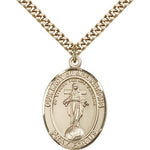 Our Lady of All Nations Medal, Gold Filled, Large - 24&quot; 2.4mm Gold Plated Chain + Clasp