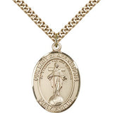 Our Lady of All Nations Medal, Gold Filled, Large - 24&quot; 2.4mm Gold Plated Chain + Clasp