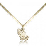 Praying Hands Medal, Gold Filled - Gold-tone