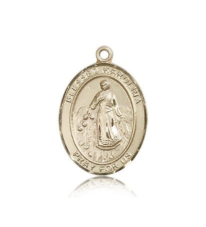 Blessed Karolina Kozkowna Medal, 14 Karat Gold, Large - 14 KT Yellow Gold