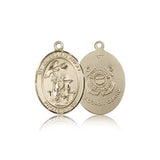 Guardian Angel Coast Guard Medal, 14 Karat Gold, Medium - 14 KT Yellow Gold