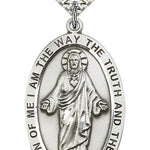 Scapular Medal, Sterling Silver - 24&quot; 2.4mm Rhodium Plate Endless Chain