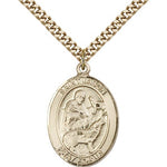 St. Jason Medal, Gold Filled, Large - 24&quot; 2.4mm Gold Plated Chain + Clasp