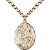 St. Jason Medal, Gold Filled, Large - 24&quot; 2.4mm Gold Plated Chain + Clasp