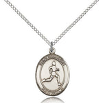 St. Sebastian Track and Field Medal, Sterling Silver, Medium - 18&quot; 1.2mm Sterling Silver Chain + Clasp