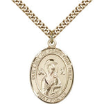 Our Lady of Perpetual Help Medal, Gold Filled, Large - 24&quot; 2.4mm Gold Plated Chain + Clasp