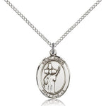 St. Aidan of Lindesfarne Medal, Sterling Silver, Medium - 18&quot; 1.2mm Sterling Silver Chain + Clasp